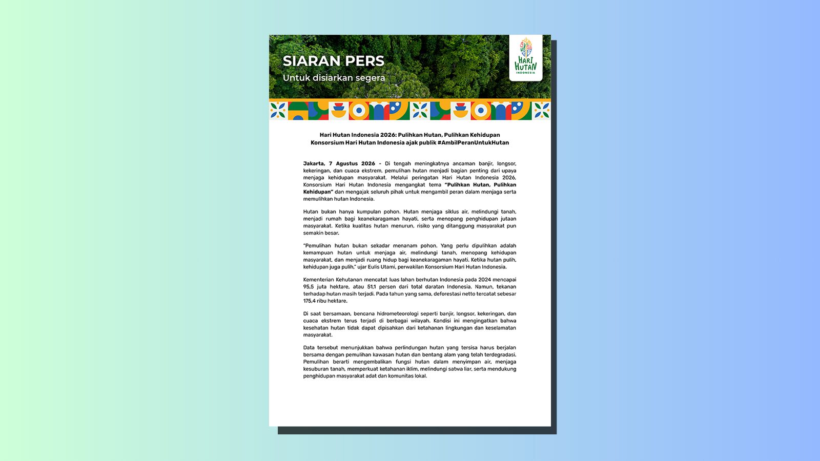 Siaran Pers Hari Hutan Indonesia